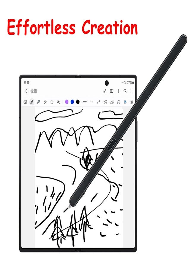 كاوشونغ قلم S Pen Fold 6/5 إصدار قابل للطي لهاتف سامسونج جالاكسي Z Fold 6/5، قلم ستايلس رفيع بديل لقلم S Pen لهاتف سامسونج جالاكسي Z Fold 6/5 مع رؤوس + إبرة بطاقة (أسود) - Image 5